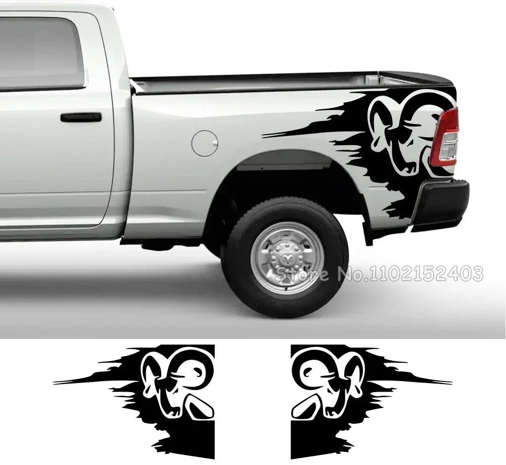 2Pcs Racing Stripes Bed Stickers For Dodge RAM Hemi 1500 2500 3500 Rebel Auto Truck Trunk DIY Decor Decals Vinyl Cover