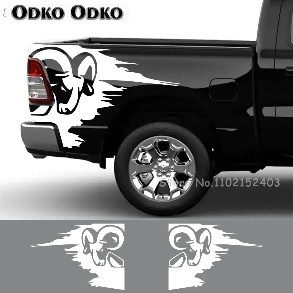 2Pcs Racing Stripes Bed Stickers For Dodge RAM Hemi 1500 2500 3500 Rebel Auto Truck Trunk DIY Decor Decals Vinyl Cover