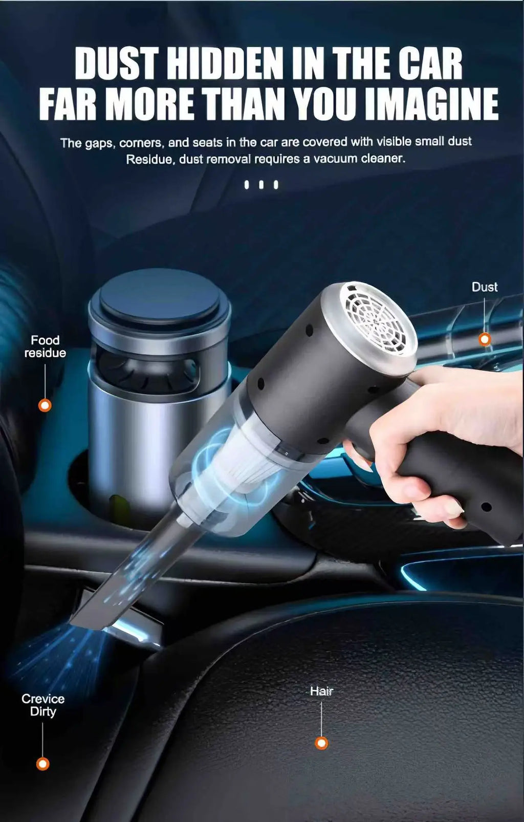 Mini Handheld Cordless Vacuum Cleaner Air Duster Wireless Dust Blower Portable Rechargeable Air Cleaner Vacuum For Car Home